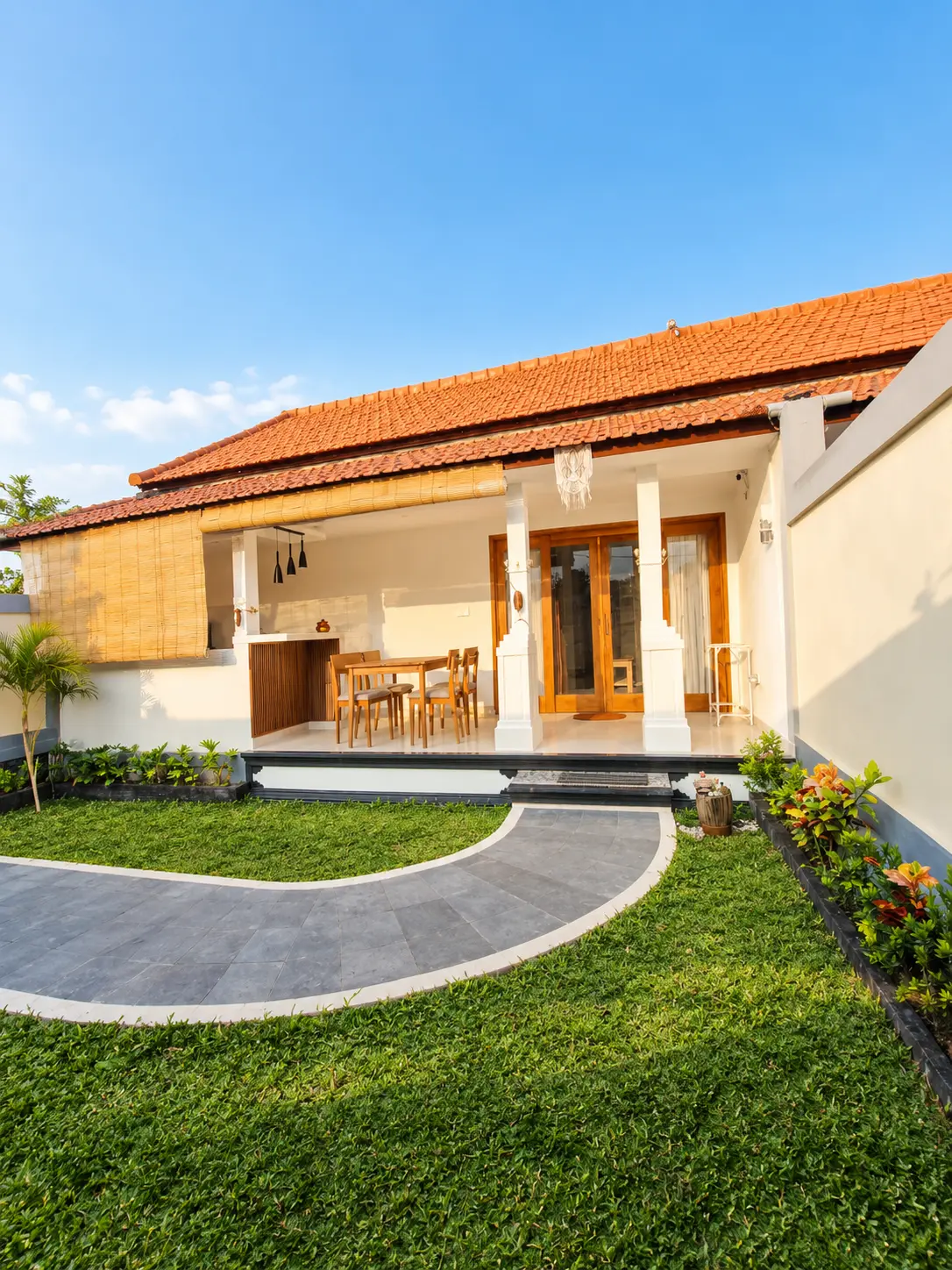 Villa exterior with garden and terrace